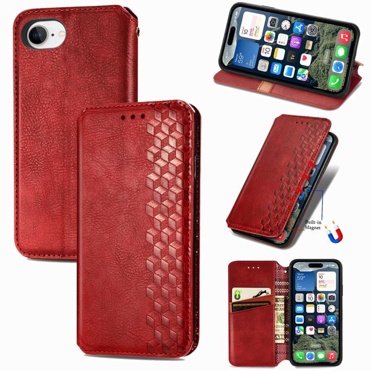 Cubic Grid Pressed Magnetic Leather Phone Case, For iPhone 17 Pro Max, For iPhone 17 Pro, For iPhone 17, For iPhone Air