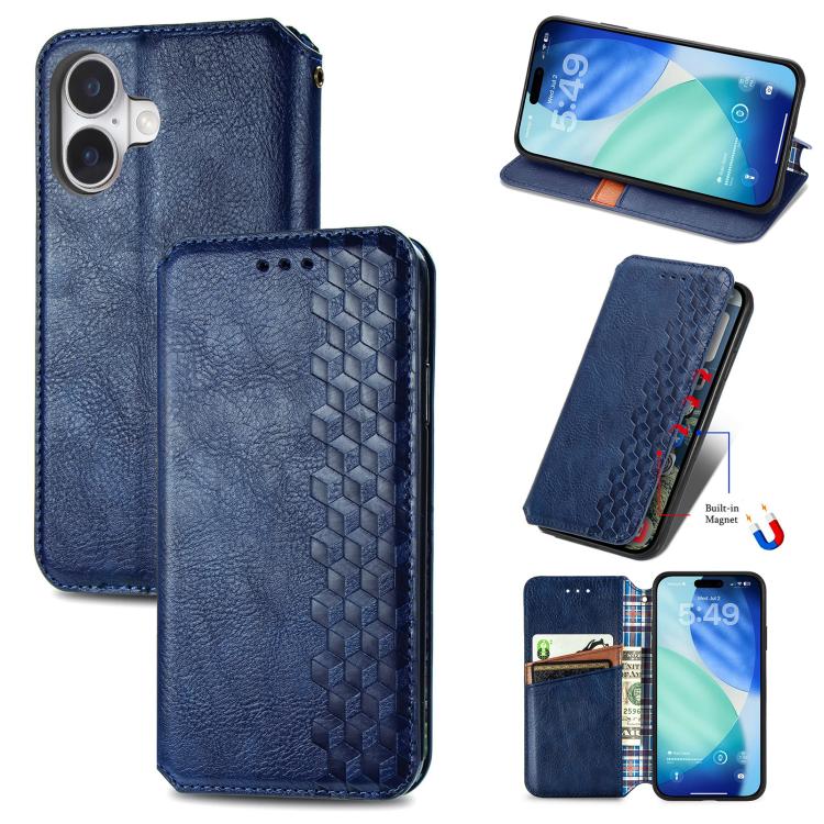 Cubic Grid Pressed Magnetic Leather Phone Case, For iPhone 17 Pro Max, For iPhone 17 Pro, For iPhone 17, For iPhone Air