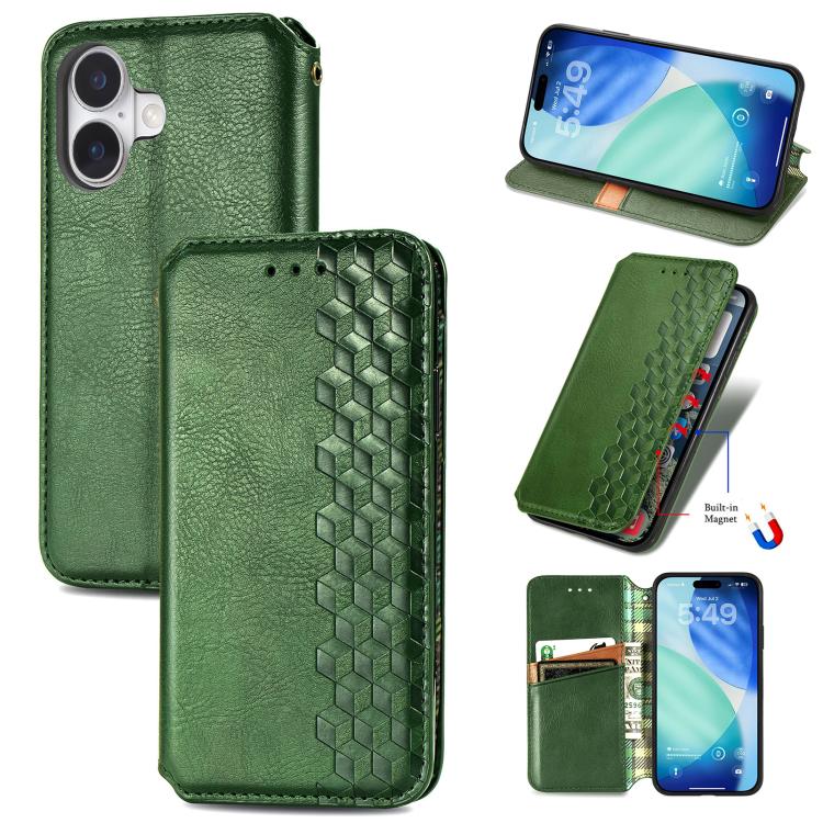 Cubic Grid Pressed Magnetic Leather Phone Case, For iPhone 17 Pro Max, For iPhone 17 Pro, For iPhone 17, For iPhone Air