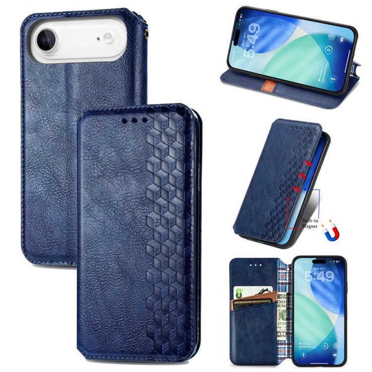 Cubic Grid Pressed Magnetic Leather Phone Case, For iPhone 16e, For iPhone 16 Pro Max, For iPhone 16 Pro