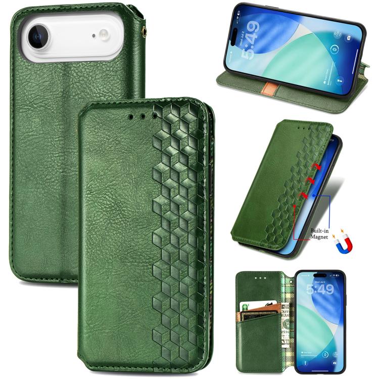 Cubic Grid Pressed Magnetic Leather Phone Case, For iPhone 16e, For iPhone 16 Pro Max, For iPhone 16 Pro