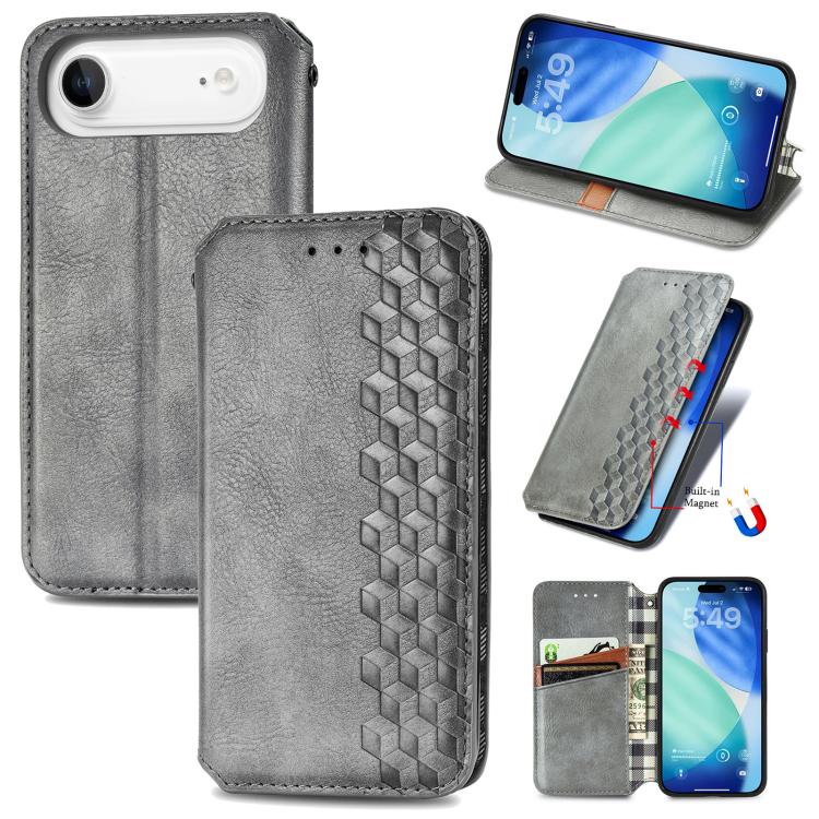 Cubic Grid Pressed Magnetic Leather Phone Case, For iPhone 16e, For iPhone 16 Pro Max, For iPhone 16 Pro