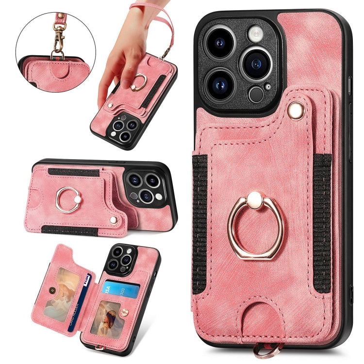 Retro Skin-feel Ring Multi-card Wallet Phone Case, For iPhone 16 Pro, For iPhone 16 Plus, For iPhone 16, For iPhone 15 Pro Max