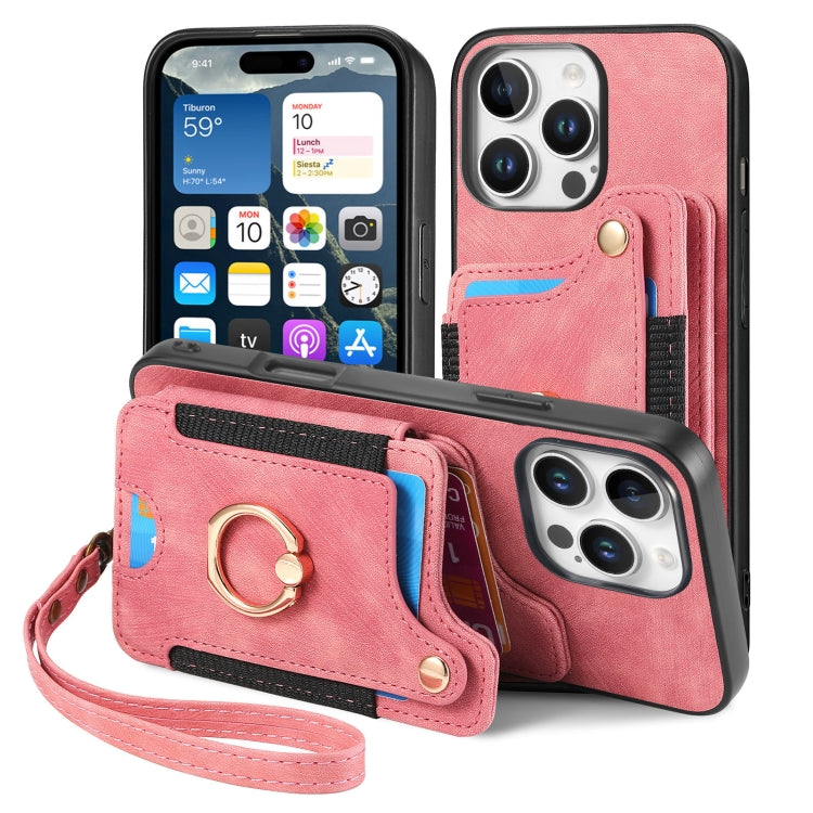Retro Skin-feel Ring Multi-card Wallet Phone Case, For iPhone 16 Pro, For iPhone 16 Plus, For iPhone 16, For iPhone 15 Pro Max