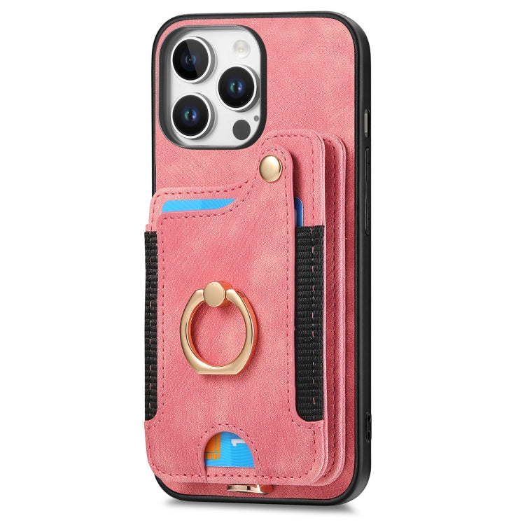 Retro Skin-feel Ring Multi-card Wallet Phone Case, For iPhone 16 Pro, For iPhone 16 Plus, For iPhone 16, For iPhone 15 Pro Max