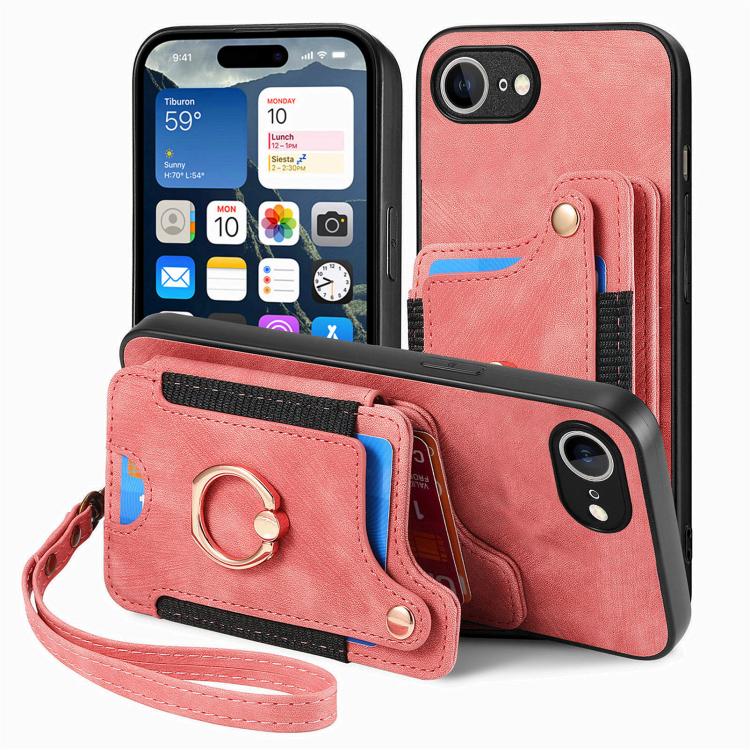 Retro Skin-feel Ring Multi-card Wallet Phone Case
