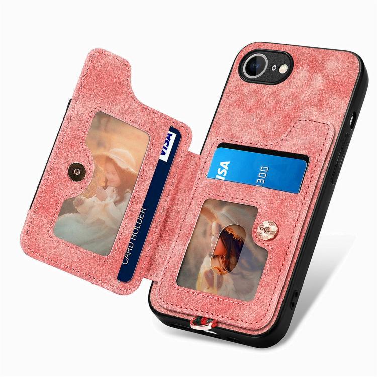 Retro Skin-feel Ring Multi-card Wallet Phone Case