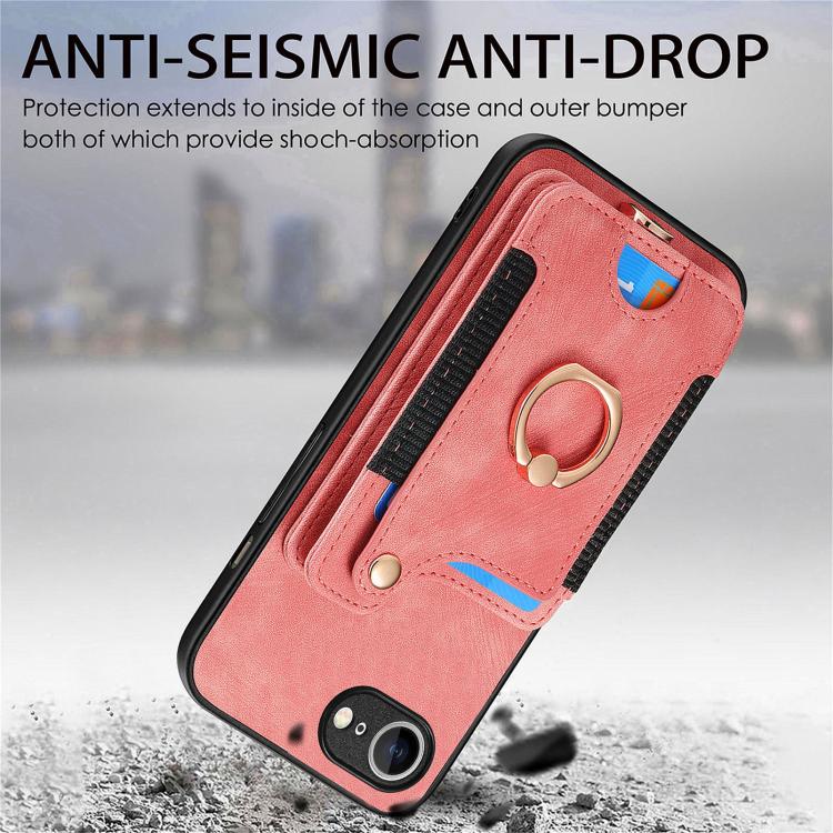 Retro Skin-feel Ring Multi-card Wallet Phone Case