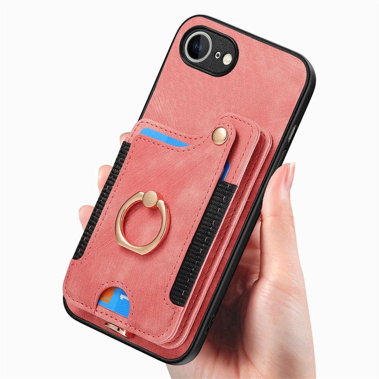 Retro Skin-feel Ring Multi-card Wallet Phone Case