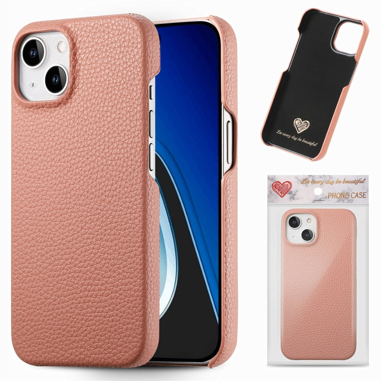 Litchi Oil Edge Leather Back Phone Case, For iPhone 15 Plus, For iPhone 15