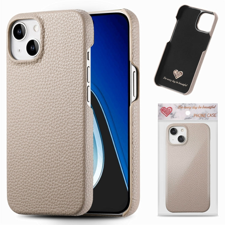 Litchi Oil Edge Leather Back Phone Case, For iPhone 15 Plus, For iPhone 15