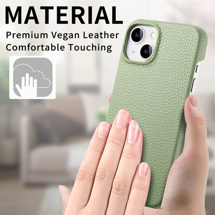 Litchi Oil Edge Leather Back Phone Case, For iPhone 15 Plus, For iPhone 15