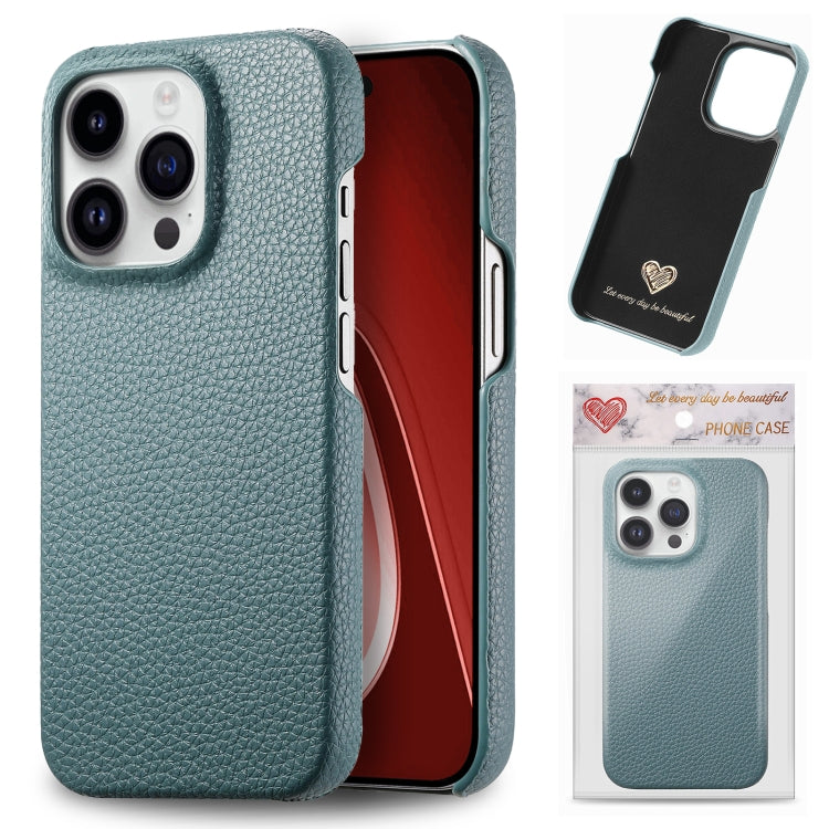 Litchi Oil Edge Leather Back Phone Case, For iPhone 15 Pro Max, For iPhone 15 Pro