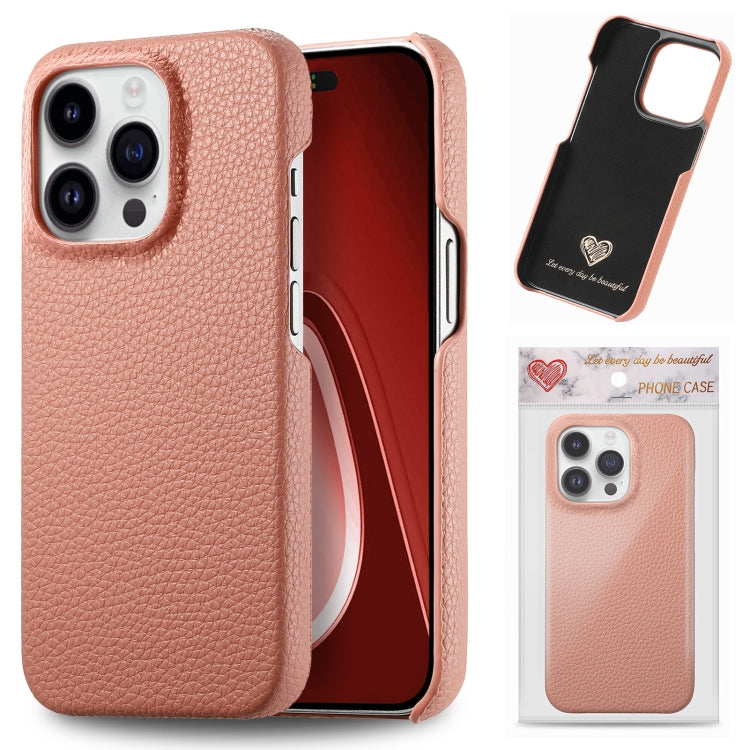 Litchi Oil Edge Leather Back Phone Case, For iPhone 15 Pro Max, For iPhone 15 Pro