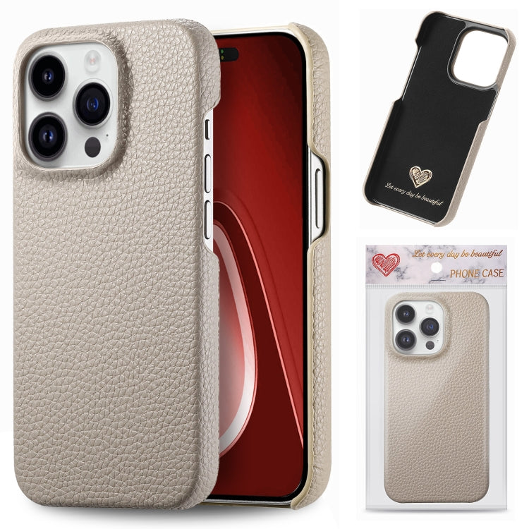 Litchi Oil Edge Leather Back Phone Case, For iPhone 15 Pro Max, For iPhone 15 Pro