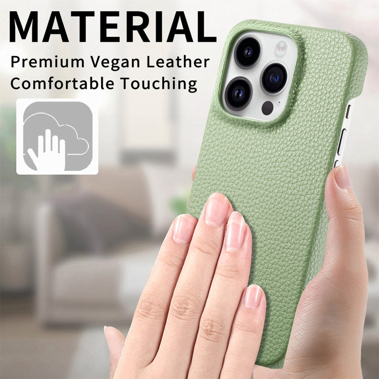Litchi Oil Edge Leather Back Phone Case, For iPhone 15 Pro Max, For iPhone 15 Pro