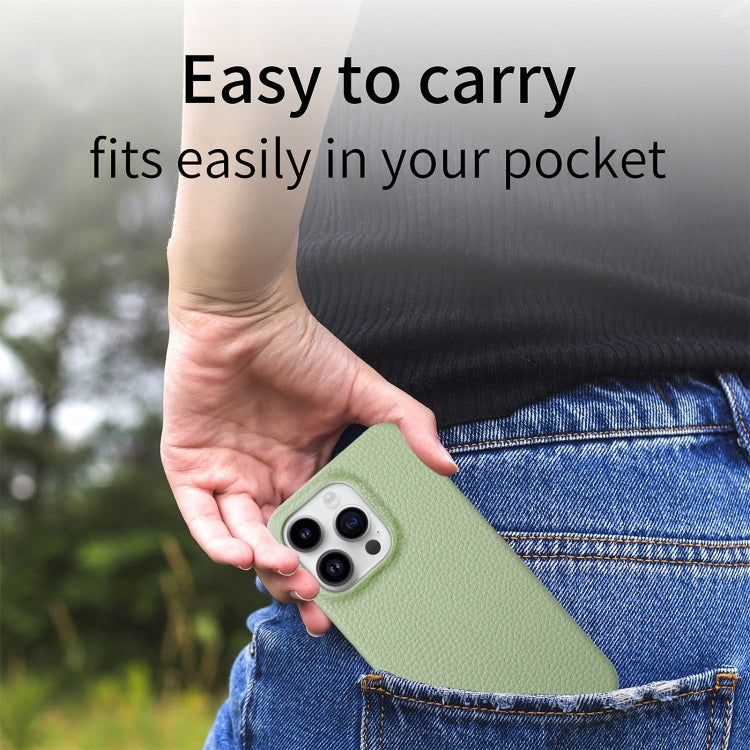 Litchi Oil Edge Leather Back Phone Case, For iPhone 15 Pro Max, For iPhone 15 Pro