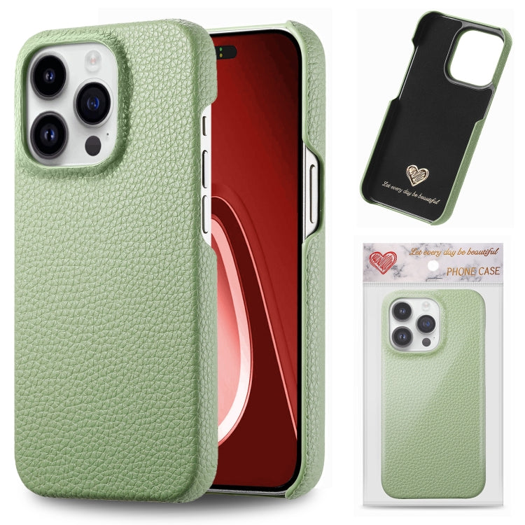Litchi Oil Edge Leather Back Phone Case, For iPhone 15 Pro Max, For iPhone 15 Pro