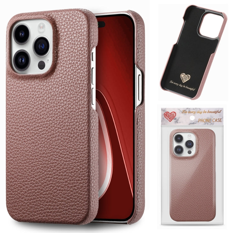 Litchi Oil Edge Leather Back Phone Case, For iPhone 15 Pro Max, For iPhone 15 Pro