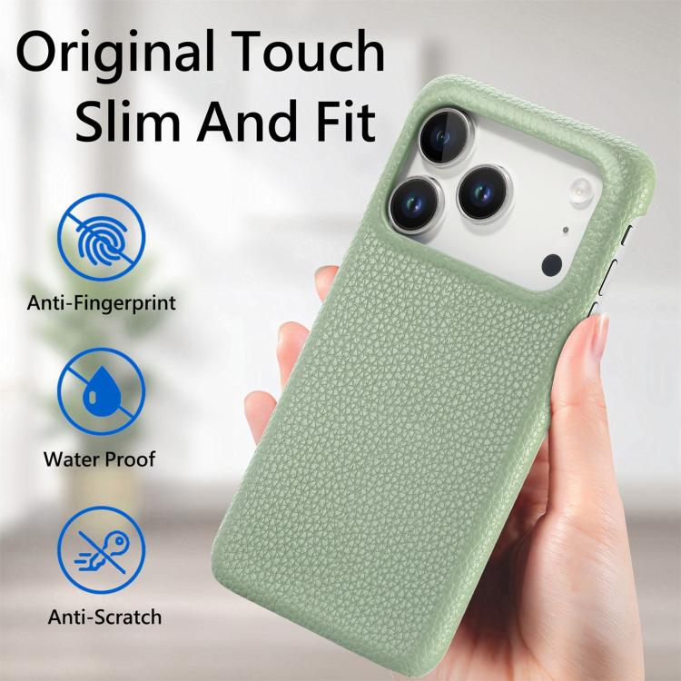 Litchi Oil Edge Leather Back Phone Case, For iPhone 15 Pro Max, For iPhone 15 Pro