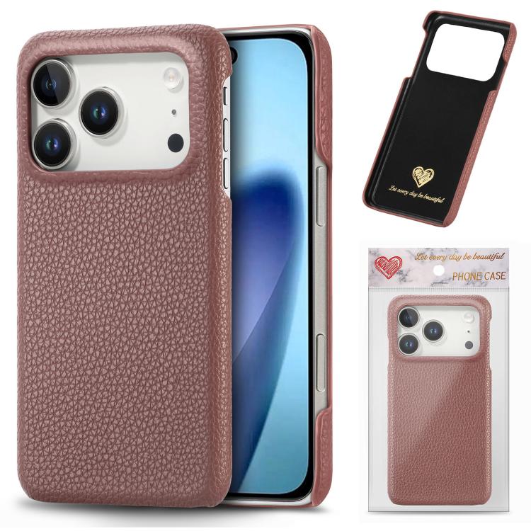 Litchi Oil Edge Leather Back Phone Case, For iPhone 15 Pro Max, For iPhone 15 Pro