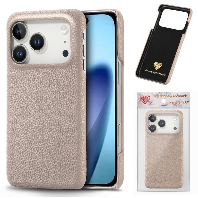 Litchi Oil Edge Leather Back Phone Case, For iPhone 15 Pro Max, For iPhone 15 Pro