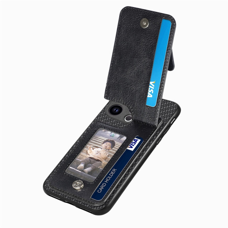 Carbon Fiber Vertical Flip Zipper Phone Case, For iPhone 15