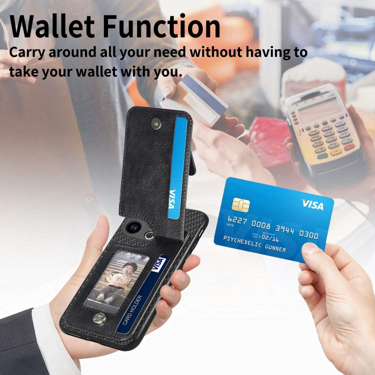 Carbon Fiber Vertical Flip Zipper Phone Case, For iPhone 15
