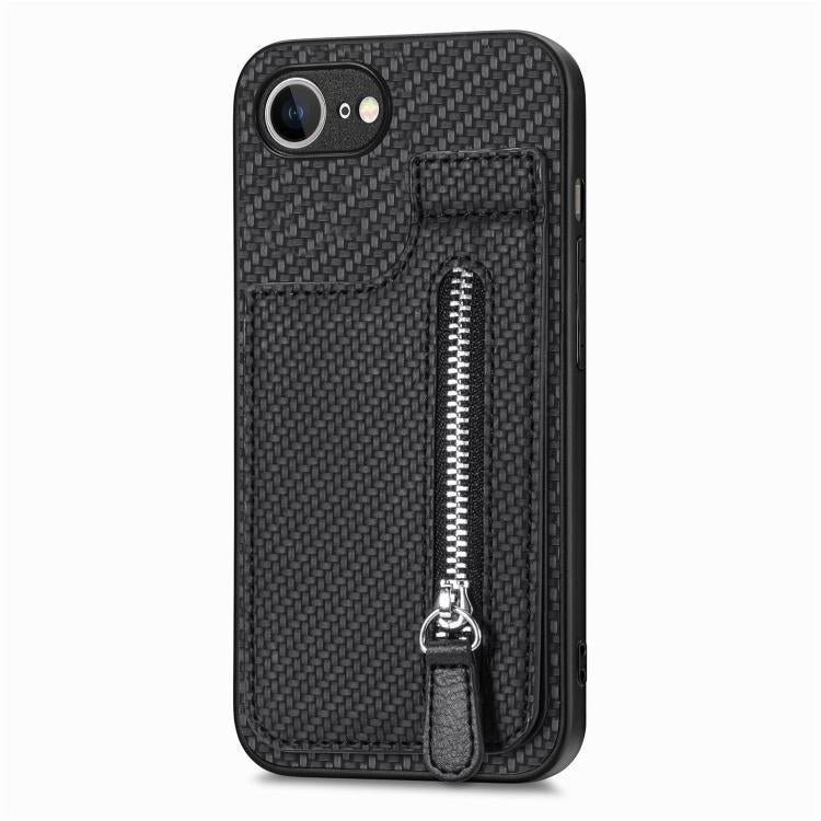 Carbon Fiber Vertical Flip Zipper Phone Case, For iPhone 16e, For iPhone 16 Pro Max, For iPhone 16 Pro, For iPhone 16 Plus