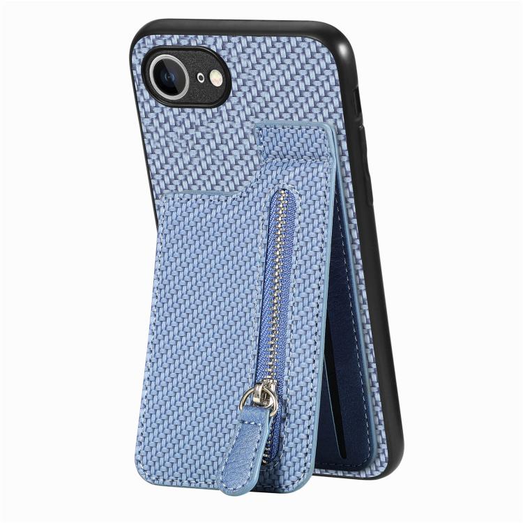 Carbon Fiber Vertical Flip Zipper Phone Case, For iPhone 16e, For iPhone 16 Pro Max, For iPhone 16 Pro, For iPhone 16 Plus