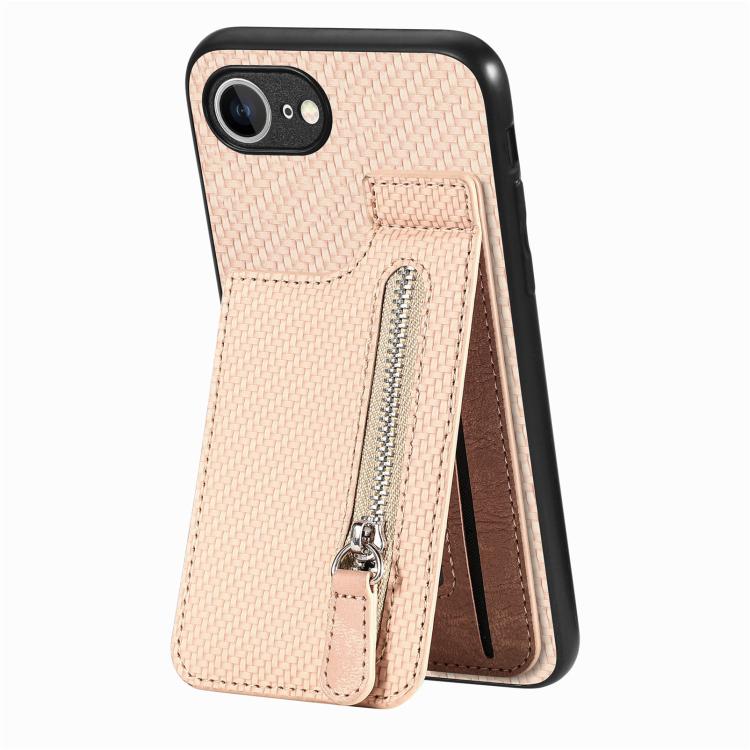Carbon Fiber Vertical Flip Zipper Phone Case, For iPhone 16e, For iPhone 16 Pro Max, For iPhone 16 Pro, For iPhone 16 Plus