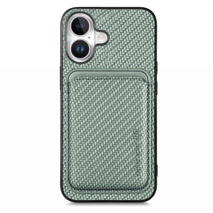 Carbon Fiber Leather Card Magsafe Phone Case, For iPhone 16e, For iPhone 16 Pro Max, For iPhone 16 Pro, For iPhone 16 Plus
