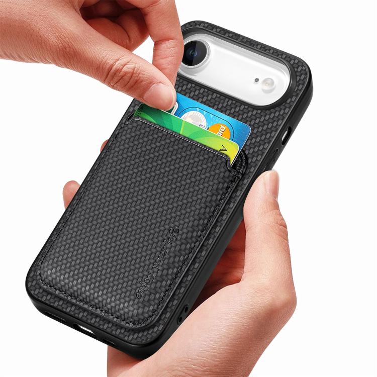 Carbon Fiber Leather Card Magsafe Phone Case, For iPhone 16, For iPhone 15 Pro Max, For iPhone 15 Pro, For iPhone 15 Plus