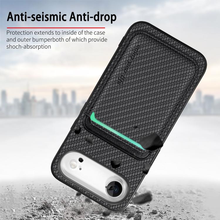 Carbon Fiber Leather Card Magsafe Phone Case, For iPhone 16, For iPhone 15 Pro Max, For iPhone 15 Pro, For iPhone 15 Plus
