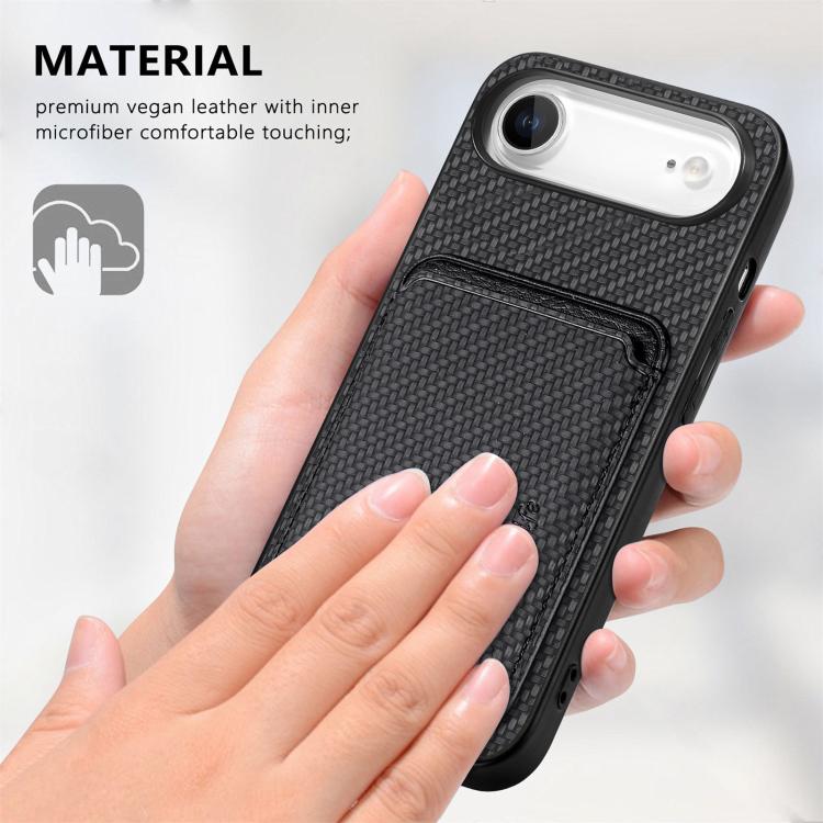 Carbon Fiber Leather Card Magsafe Phone Case, For iPhone 16, For iPhone 15 Pro Max, For iPhone 15 Pro, For iPhone 15 Plus