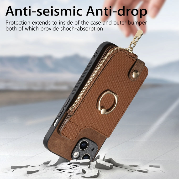 Cross Leather Ring Vertical Zipper Wallet Back Phone Case, For iPhone 15 Pro Max, For iPhone 15 Pro, For iPhone 15 Plus, For iPhone 15