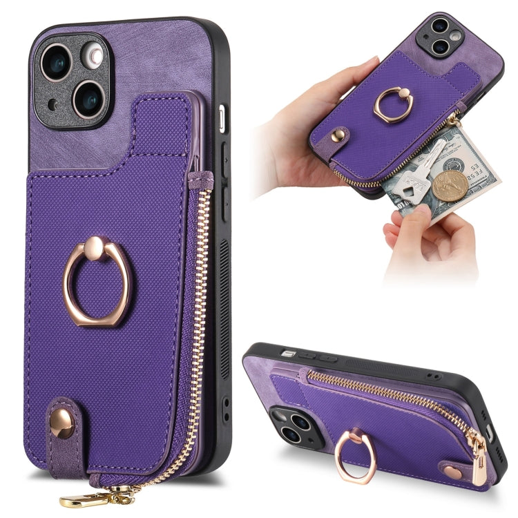 Cross Leather Ring Vertical Zipper Wallet Back Phone Case, For iPhone 15 Pro Max, For iPhone 15 Pro, For iPhone 15 Plus, For iPhone 15