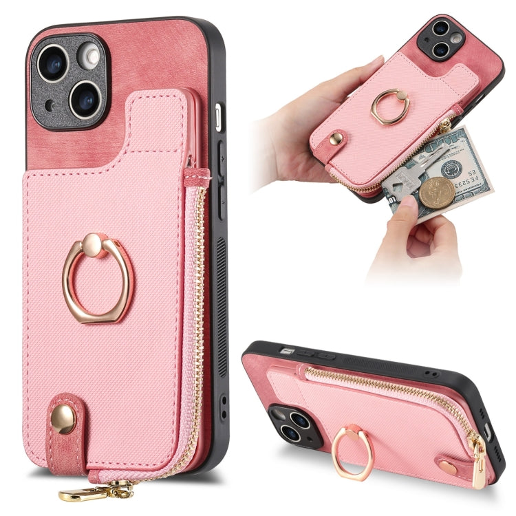 Cross Leather Ring Vertical Zipper Wallet Back Phone Case, For iPhone 15 Pro Max, For iPhone 15 Pro, For iPhone 15 Plus, For iPhone 15