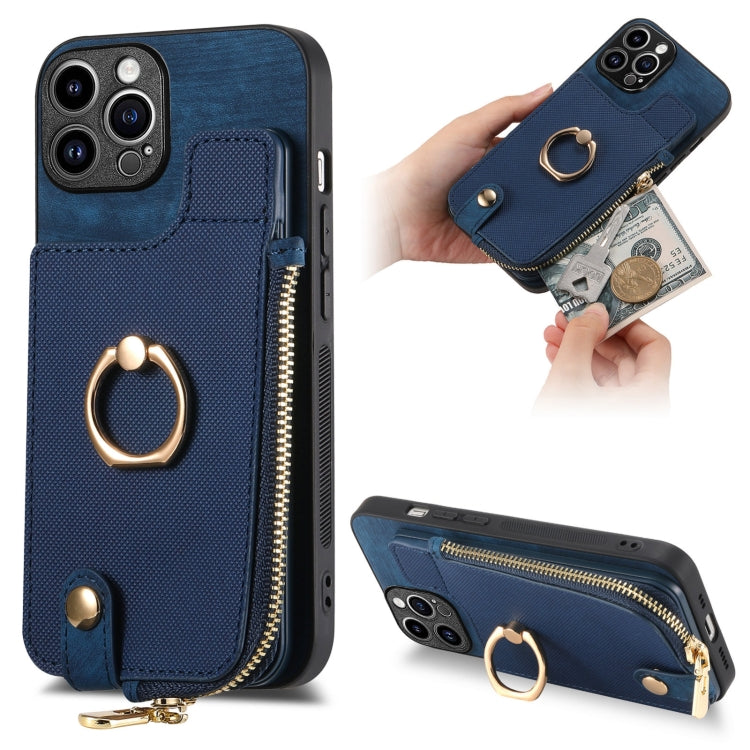 Cross Leather Ring Vertical Zipper Wallet Back Phone Case, For iPhone 14 Plus, For iPhone 14, For iPhone 14 Pro, For iPhone 14 Pro Max