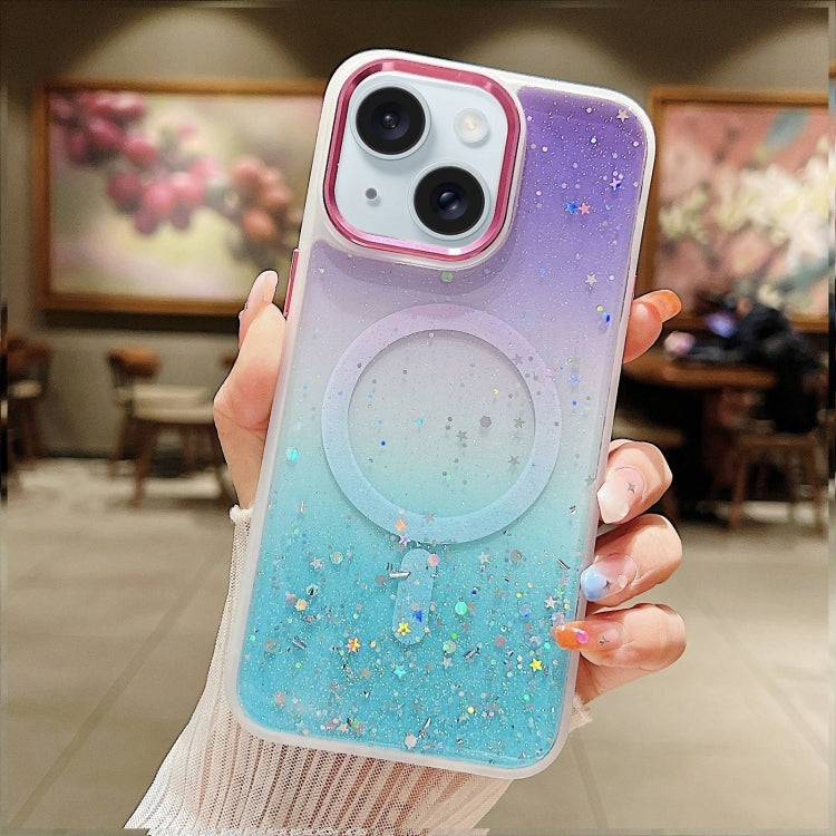 Multicolor Gradient Glitter Sequin MagSafe TPU Phone Case, For iPhone 15 Plus, For iPhone 15