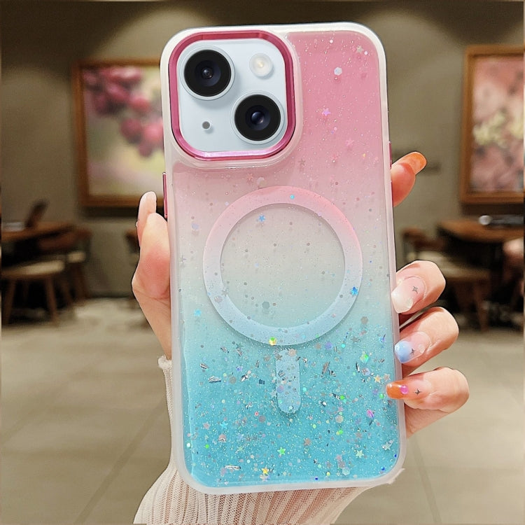 Multicolor Gradient Glitter Sequin MagSafe TPU Phone Case, For iPhone 15 Plus, For iPhone 15