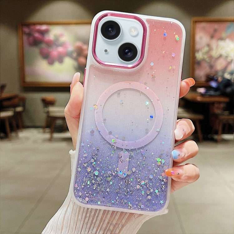 Multicolor Gradient Glitter Sequin MagSafe TPU Phone Case, For iPhone 15 Plus, For iPhone 15