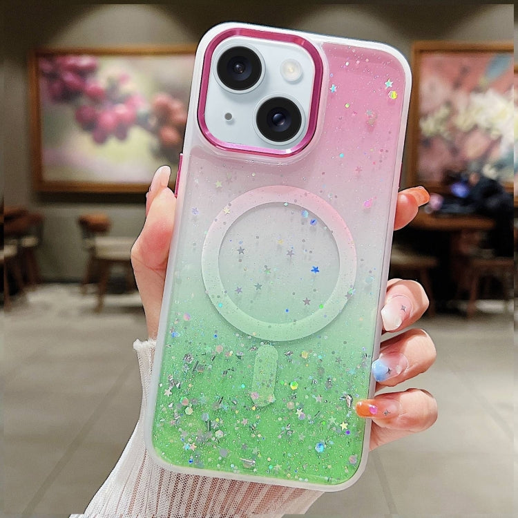 Multicolor Gradient Glitter Sequin MagSafe TPU Phone Case, For iPhone 15 Plus, For iPhone 15