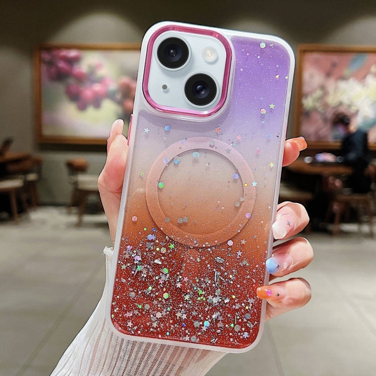 Multicolor Gradient Glitter Sequin MagSafe TPU Phone Case, For iPhone 15 Plus, For iPhone 15