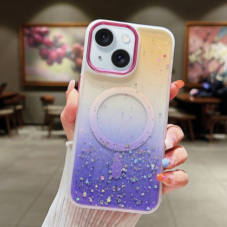 Multicolor Gradient Glitter Sequin MagSafe TPU Phone Case, For iPhone 15 Plus, For iPhone 15