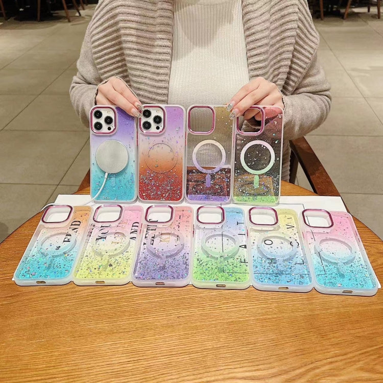 Multicolor Gradient Glitter Sequin MagSafe TPU Phone Case, For iPhone 15 Plus, For iPhone 15