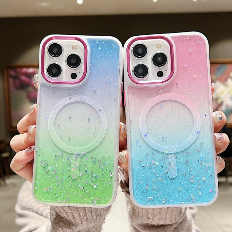 Multicolor Gradient Glitter Sequin MagSafe TPU Phone Case, For iPhone 15 Plus, For iPhone 15