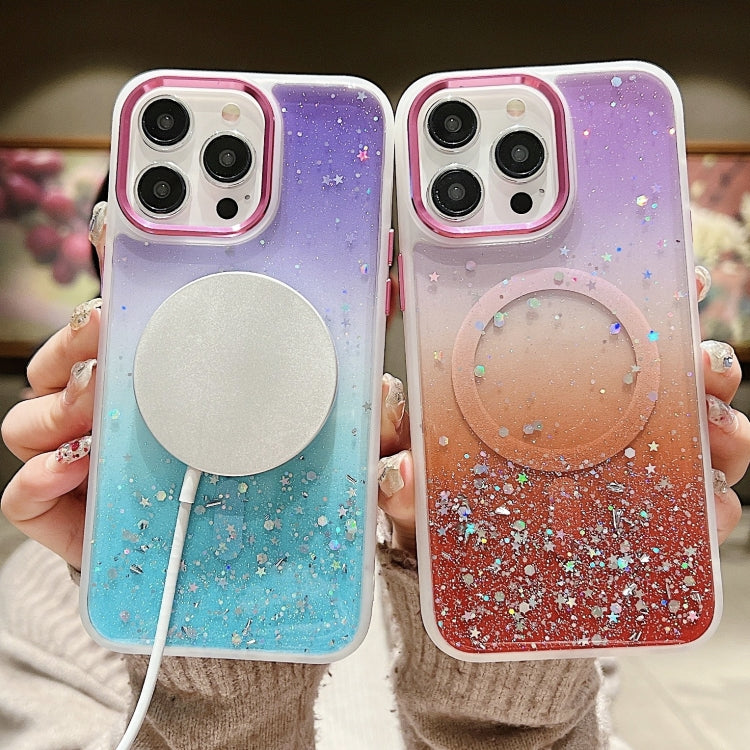 Multicolor Gradient Glitter Sequin MagSafe TPU Phone Case, For iPhone 15 Plus, For iPhone 15