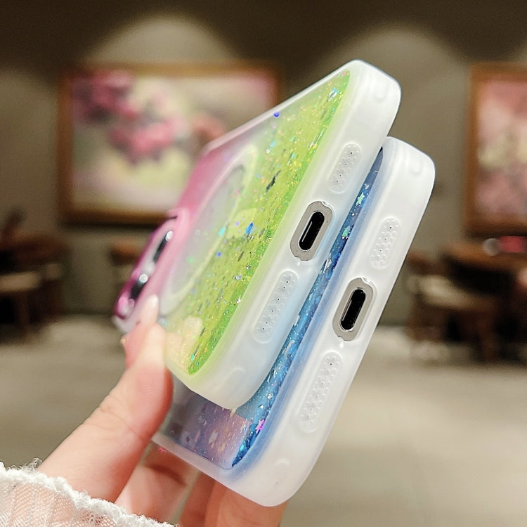 Multicolor Gradient Glitter Sequin MagSafe TPU Phone Case, For iPhone 15 Plus, For iPhone 15