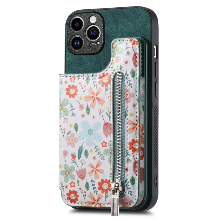 Retro Painted Zipper Wallet Back Phone Case, For iPhone 16, For iPhone 13 Pro Max, For iPhone 13 Pro, For iPhone 13